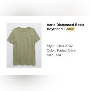 Aerie Distressed Basic Boyfriend T-Shirt Women’s Size XXL Color Light Olive